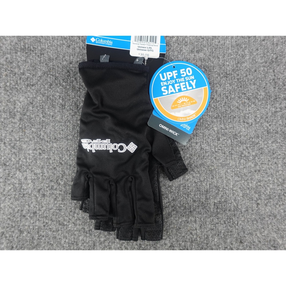Columbia Fishing Glove Unisex‎ L/XL Black New PFG Terminal Tackle UPF 50 CU0139